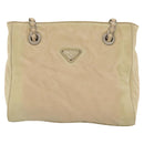 PRADA Chain Shoulder Bag Nylon Beige Auth BD1635-13