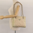 PRADA Chain Shoulder Bag Nylon Beige Auth BD1635-24