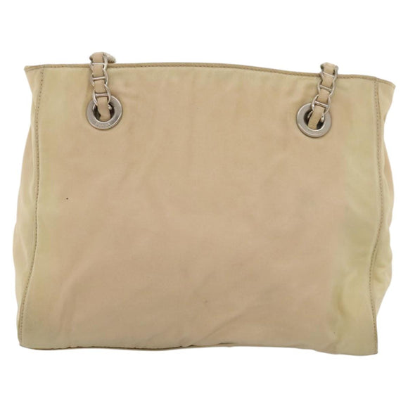 PRADA Chain Shoulder Bag Nylon Beige Auth BD1635