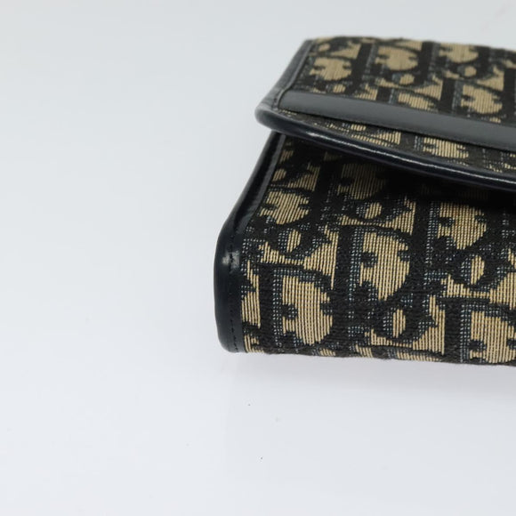 Christian Dior Trotter Canvas Chain Shoulder Bag Navy Gold Auth BD1650