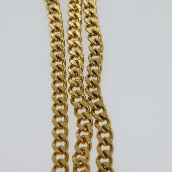 Christian Dior Trotter Canvas Chain Shoulder Bag Navy Gold Auth BD1650