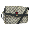 GUCCI GG Supreme Sherry Line Shoulder Bag PVC Navy Gold 904 02 084 Auth BD1652-1