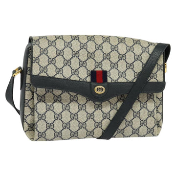 GUCCI GG Supreme Sherry Line Shoulder Bag PVC Navy Gold 904 02 084 Auth BD1652