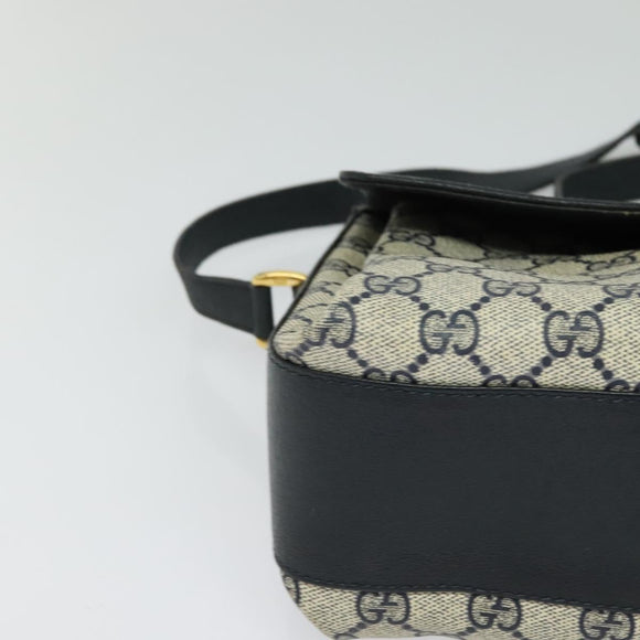 GUCCI GG Supreme Sherry Line Shoulder Bag PVC Navy Gold 904 02 084 Auth BD1652