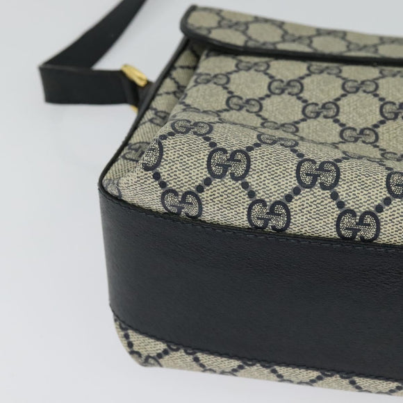 GUCCI GG Supreme Sherry Line Shoulder Bag PVC Navy Gold 904 02 084 Auth BD1652