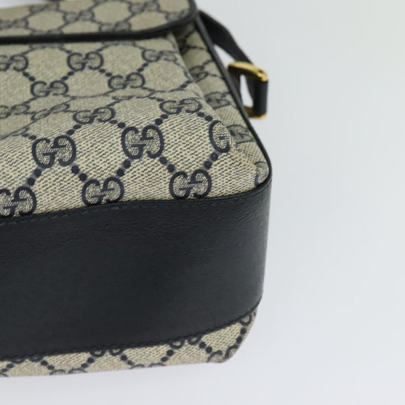 GUCCI GG Supreme Sherry Line Shoulder Bag PVC Navy Gold 904 02 084 Auth BD1652