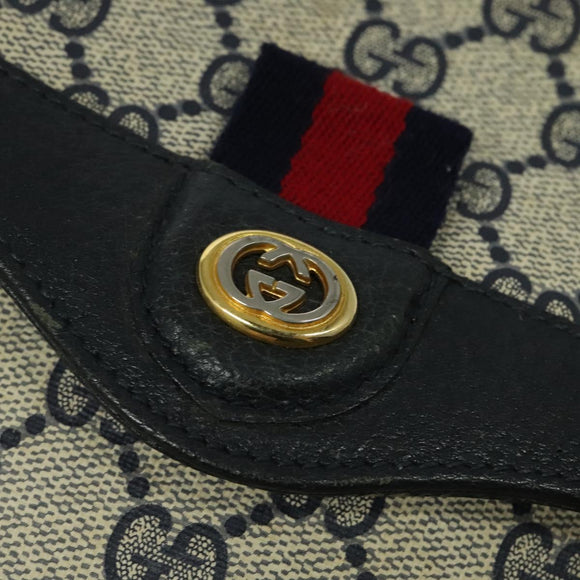 GUCCI GG Supreme Sherry Line Shoulder Bag PVC Navy Gold 904 02 084 Auth BD1652