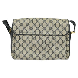 GUCCI GG Supreme Sherry Line Shoulder Bag PVC Navy Gold 904 02 084 Auth BD1652 - 0