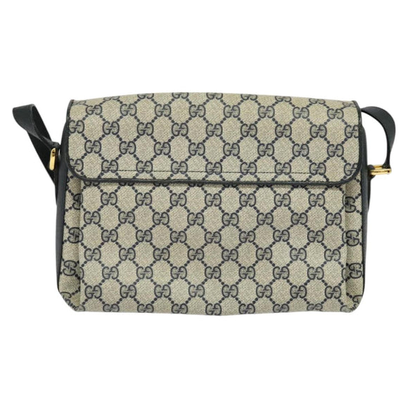 GUCCI GG Supreme Sherry Line Shoulder Bag PVC Navy Gold 904 02 084 Auth BD1652