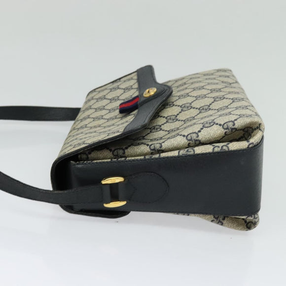 GUCCI GG Supreme Sherry Line Shoulder Bag PVC Navy Gold 904 02 084 Auth BD1652