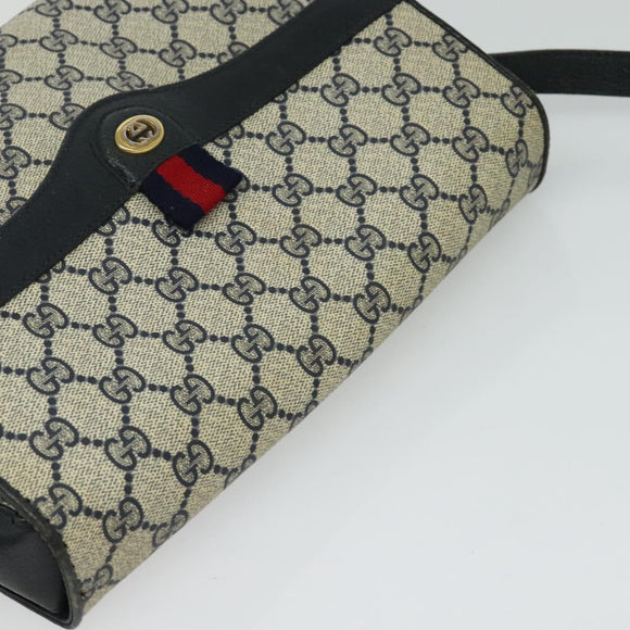 GUCCI GG Supreme Sherry Line Shoulder Bag PVC Navy Gold 904 02 084 Auth BD1652