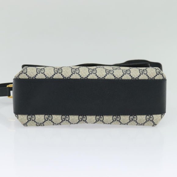 GUCCI GG Supreme Sherry Line Shoulder Bag PVC Navy Gold 904 02 084 Auth BD1652