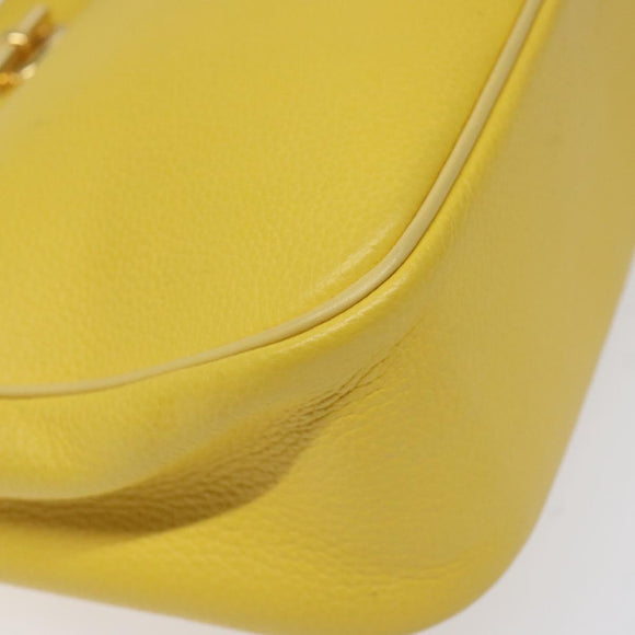 CELINE Shoulder Bag Leather Gold Yellow Auth BD1655