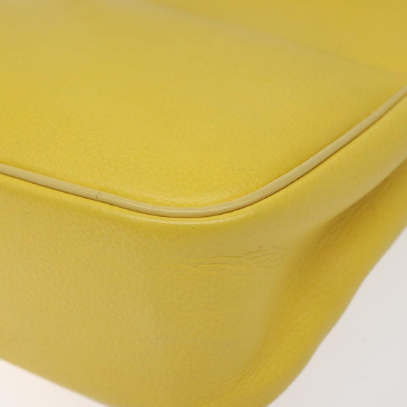 CELINE Shoulder Bag Leather Gold Yellow Auth BD1655