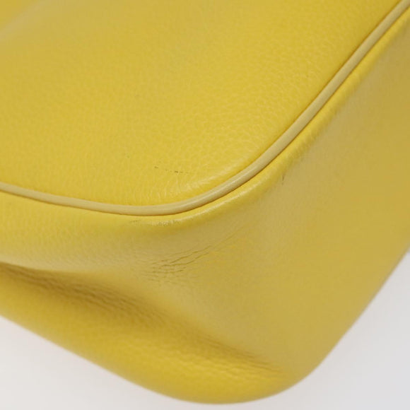 CELINE Shoulder Bag Leather Gold Yellow Auth BD1655