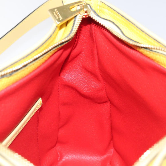 CELINE Shoulder Bag Leather Gold Yellow Auth BD1655