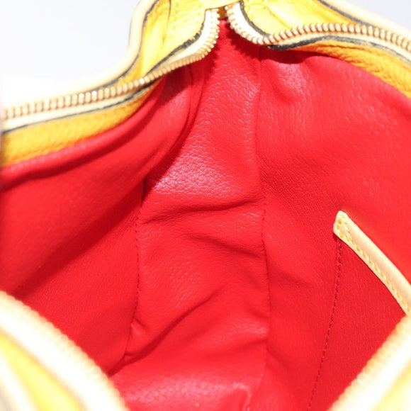 CELINE Shoulder Bag Leather Gold Yellow Auth BD1655