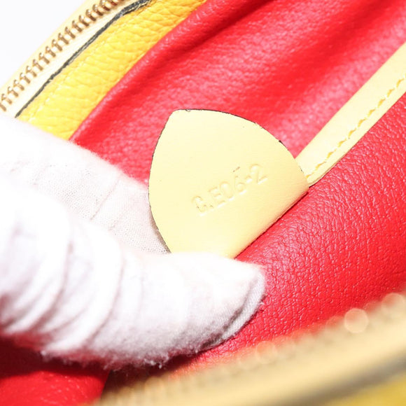 CELINE Shoulder Bag Leather Gold Yellow Auth BD1655