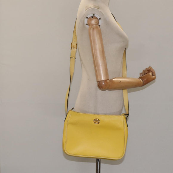 CELINE Shoulder Bag Leather Gold Yellow Auth BD1655