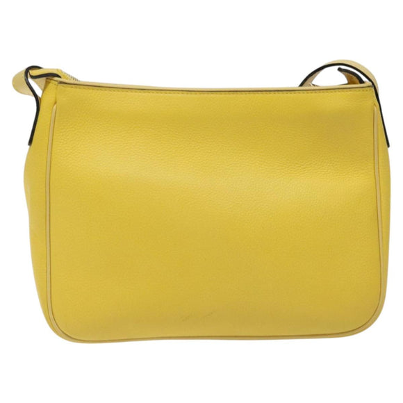 CELINE Shoulder Bag Leather Gold Yellow Auth BD1655