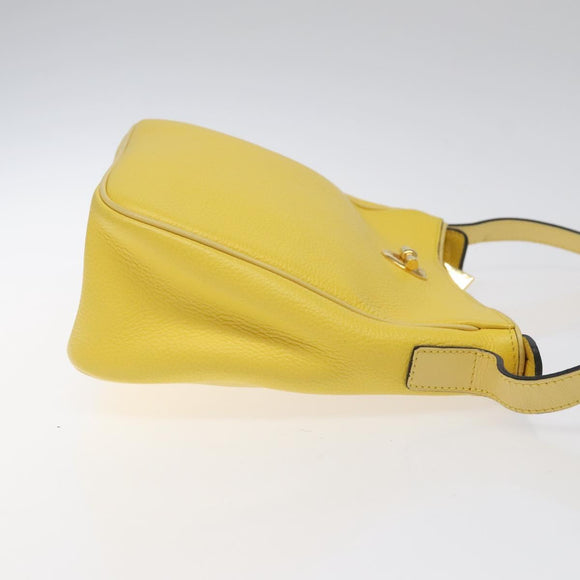 CELINE Shoulder Bag Leather Gold Yellow Auth BD1655