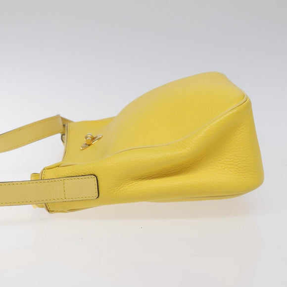 CELINE Shoulder Bag Leather Gold Yellow Auth BD1655