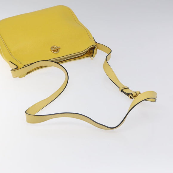 CELINE Shoulder Bag Leather Gold Yellow Auth BD1655