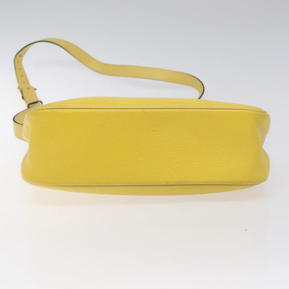 CELINE Shoulder Bag Leather Gold Yellow Auth BD1655