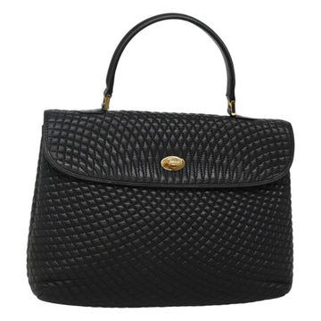 BALLY Hand Bag Leather Black Gold Auth BD1660