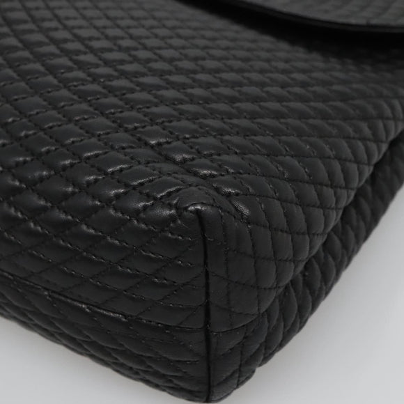 BALLY Hand Bag Leather Black Gold Auth BD1660