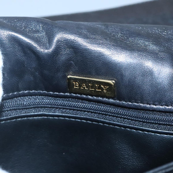BALLY Hand Bag Leather Black Gold Auth BD1660