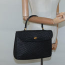 BALLY Hand Bag Leather Black Gold Auth BD1660-20
