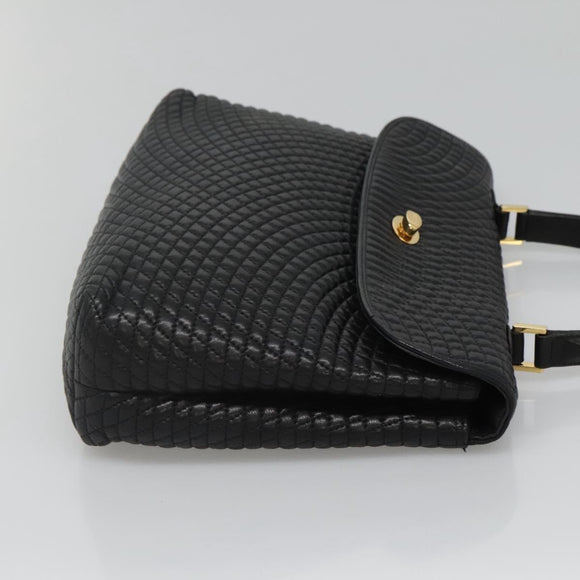 BALLY Hand Bag Leather Black Gold Auth BD1660