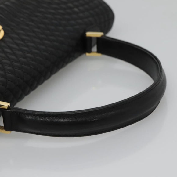 BALLY Hand Bag Leather Black Gold Auth BD1660