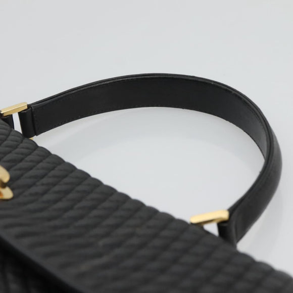 BALLY Hand Bag Leather Black Gold Auth BD1660