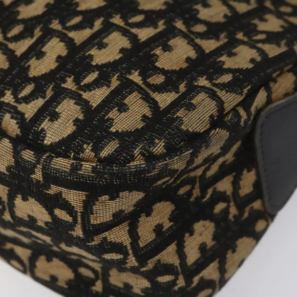 Christian Dior Trotter Canvas Shoulder Bag Navy Gold Auth BD167