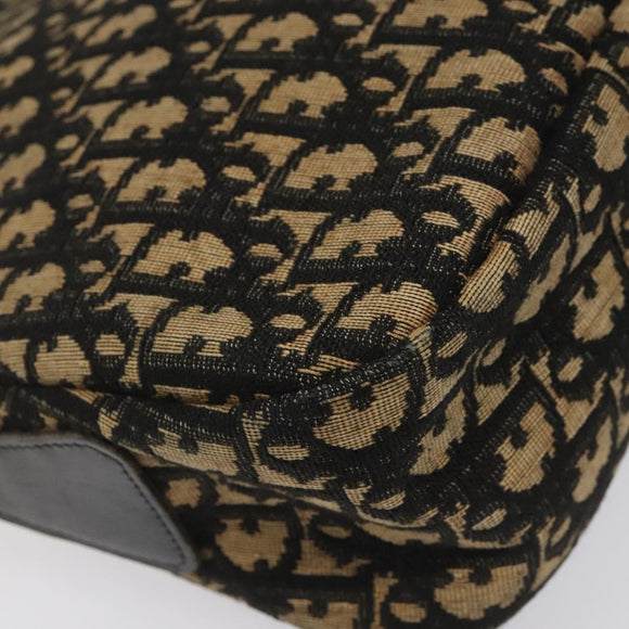 Christian Dior Trotter Canvas Shoulder Bag Navy Gold Auth BD167