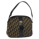 Christian Dior Trotter Canvas Shoulder Bag Navy Gold Auth BD167-1