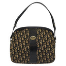 Christian Dior Trotter Canvas Shoulder Bag Navy Gold Auth BD167-13