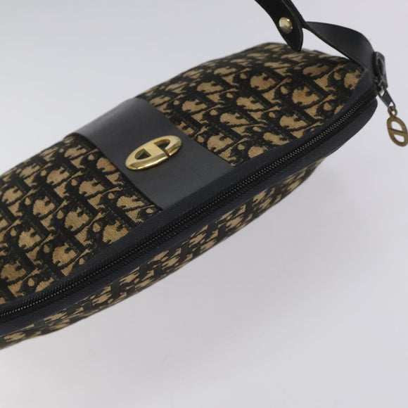 Christian Dior Trotter Canvas Shoulder Bag Navy Gold Auth BD167