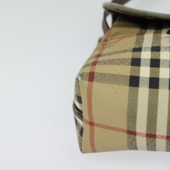Burberrys Nova Check Shoulder Bag PVC Beige Brown gold Auth BD1678
