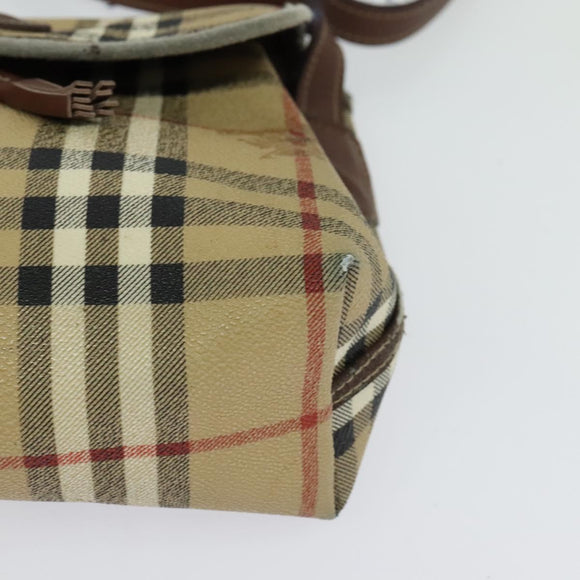 Burberrys Nova Check Shoulder Bag PVC Beige Brown gold Auth BD1678