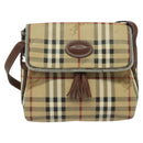 Burberrys Nova Check Shoulder Bag PVC Beige Brown gold Auth BD1678-13