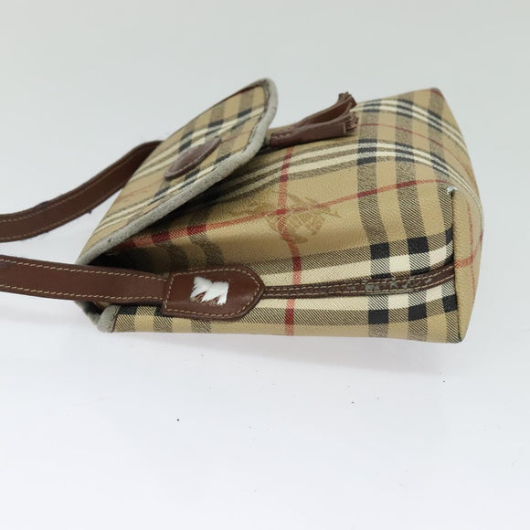 Burberrys Nova Check Shoulder Bag PVC Beige Brown gold Auth BD1678