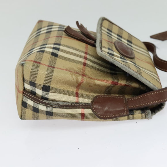 Burberrys Nova Check Shoulder Bag PVC Beige Brown gold Auth BD1678