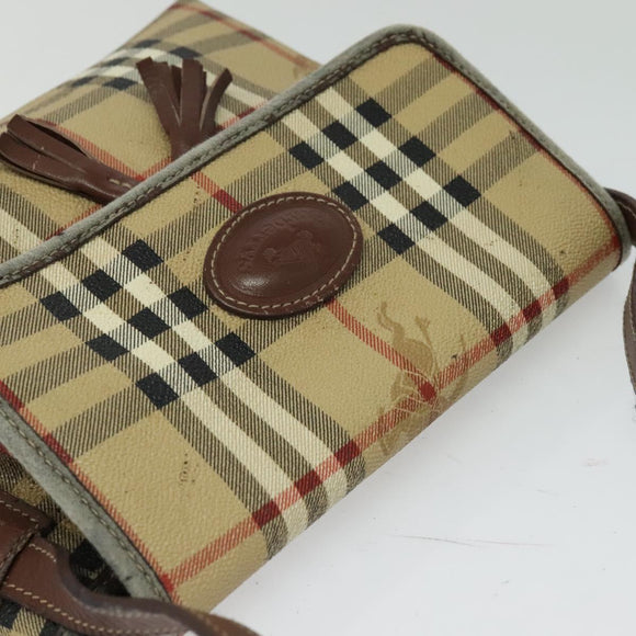 Burberrys Nova Check Shoulder Bag PVC Beige Brown gold Auth BD1678