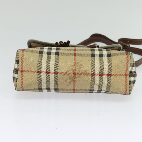 Burberrys Nova Check Shoulder Bag PVC Beige Brown gold Auth BD1678