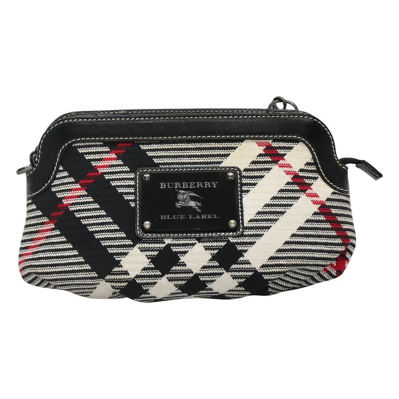 BURBERRY Nova Check Blue Label Shoulder Bag Canvas Black Auth BD170