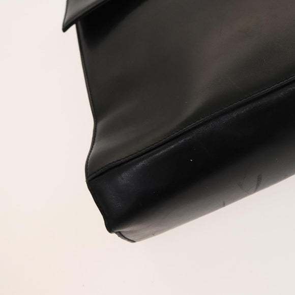 Salvatore Ferragamo Gancini Hand Bag Leather 2way Black Gold Auth BD1703