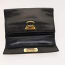 Salvatore Ferragamo Gancini Hand Bag Leather 2way Black Gold Auth BD1703-18